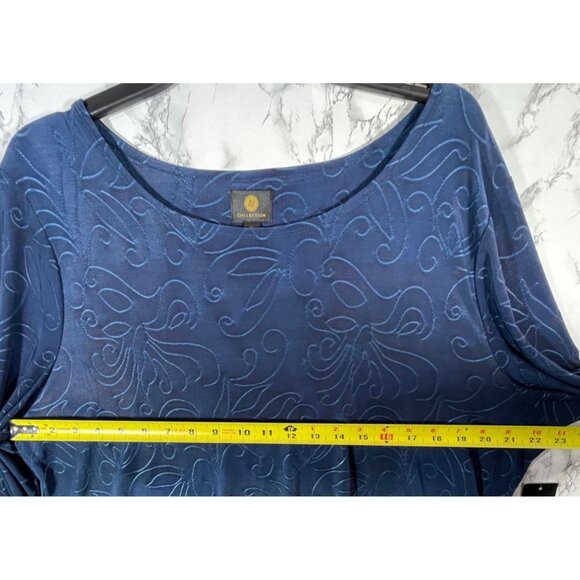 JM Collection Womens Sz XXL Jacquard Knit Floral Top Intrepid Blue CB Polyester - Picture 6 of 10